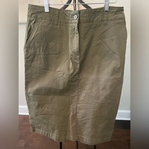 Jessica London Olive Green chino skirt. Stretch cotton.